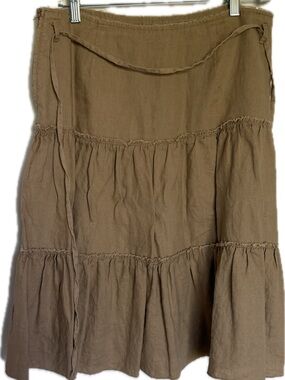 Smart Set Linen Tiered Skirt Brown Size 7